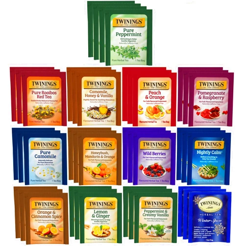 Twinings Herbal Variety Gift Box, Naturally Caffeine-Free (Pack of 40) 13 Flavors – Perfect Gourmet Gift Set