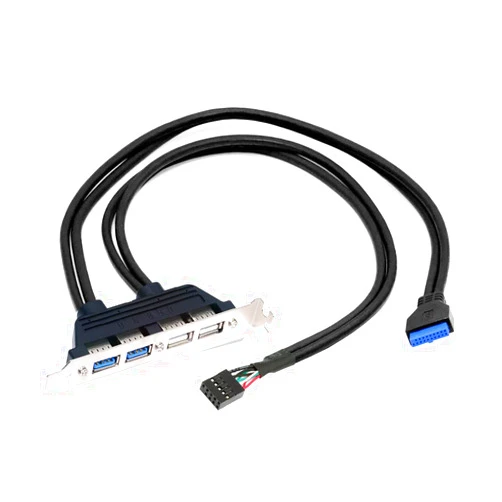 cablecc USB2.0 & USB 3.0 Internal Four Female Mount Panel to 9pin 19pin 20pin Motherboard Baffle Cable with PCI Bracket 50cm