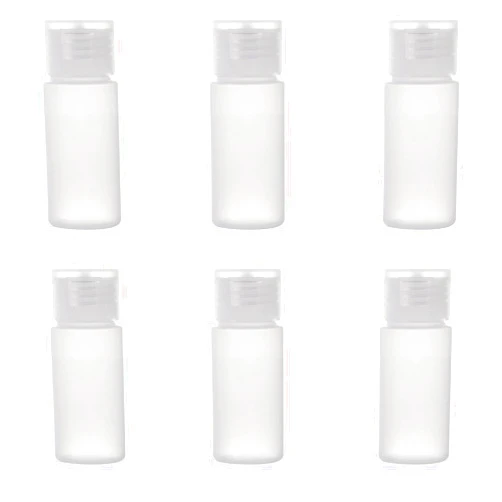 OTO ALINK Travel Size Plastic Empty Toiletry Bottles, 30ml (1 oz) Pack of 6 Liquid Containers with Labels