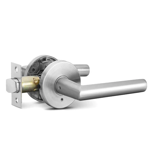 Berlin Modisch Privacy Lever Door Handle Sleek Round Easy to Open Locking Lever Set [for Bedroom or Bathroom] Reversible for Right & Left Sided Doors Heavy Duty - Satin Nickel Finish