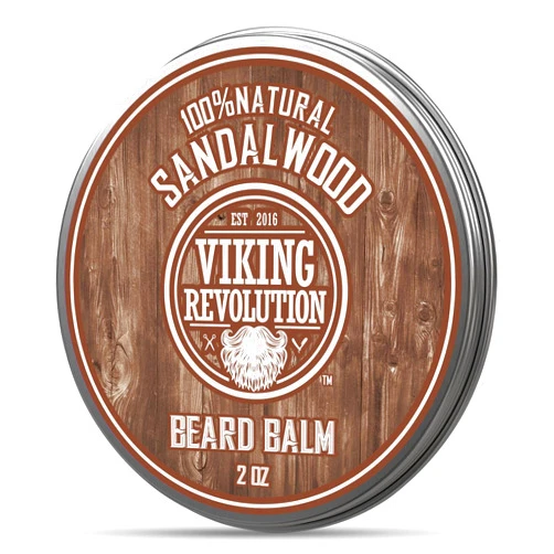 Viking Revolution Beard Balm with Sandalwood Scent and Argan & Jojoba Oils- Styles, Strengthens & Softens Beards & Mustaches - Leave in Conditioner Wax for Men (1 Pack)