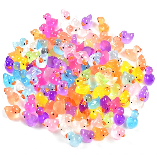 IFunLong 120Packs Glow in The Dark Ducks Bulk Toys for Party Favors 3+ Boys and Girls, Dollhouse Decor Micro Fairy Garden Landscape Aquarium Tiny Toys