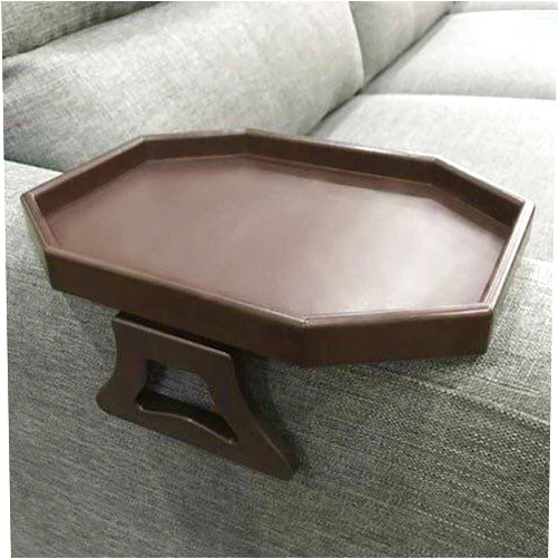 Xchouxer Sofa Arm Clip Table, Armrest Tray Table, Drinks/Remote Control/Snacks Holder … (Platic, Brown)