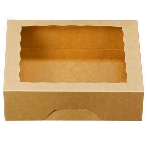 ONE MORE 10inch Natural Kraft Bakery Pie Boxes With PVC Windows,Large Cookie box 10x10x2.5inch 12 of Pack (Brown,12)