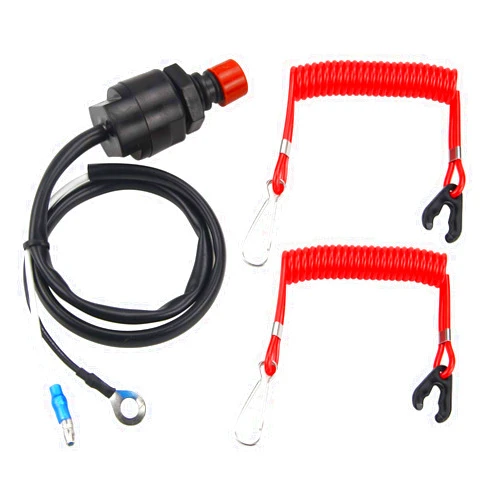 ZOOKOTO Universal Boat Outboard Engine Motor Lanyard Kill Urgent Stop Switch & 2 pcs Safety Tether Lanyard for Yamaha/Tohatsu/Honda Outboard Motors ATV Boat Bike