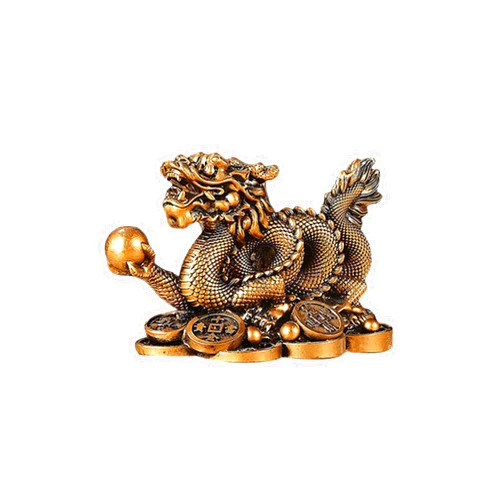YODOOLTLY Feng Shui Dragon Statue- Chinese Dragon on Ancient Coins Figurine Ornament Attract Wealth and Good Luck Office Home Decor (Bronze)