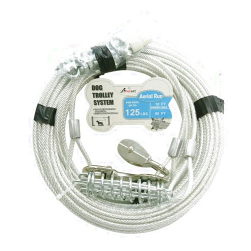 Petest 60ft Trolley runner cable for Heavy Dogs Up to 125 Pounds