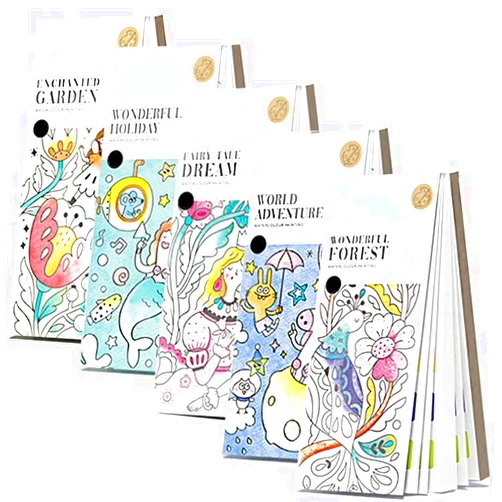 Soputry 5 Pcs Pocket Watercolor Painting Book, 2023 New Wonderful Forest Paint Magic Watercolor Paint Book with Paints, Painting Watercolor Kit for Kids Improve Your Child's Creativity and Concentration