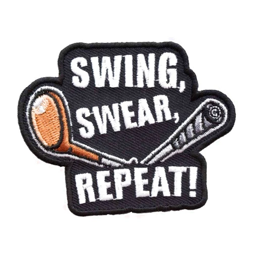PatchStop Golf Club Swing Swear Repeat Iron On Patches for Clothing Jeans - 3x2.25in Small DIY Sew On Patch for Jackets Bags - Embroidered Decorative Fitness Patches
