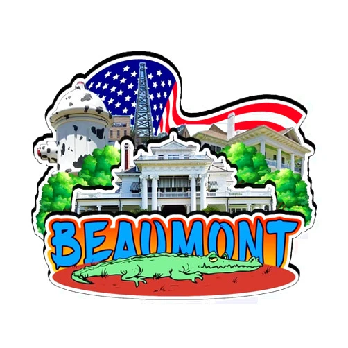Kaisrlse Beaumont Texas USA Fridge Magnet Wooden Magnet Art Souvenirs Creative Collection Handmade Travel Home Office Gifts Landscape Refrigerator Decor 2043