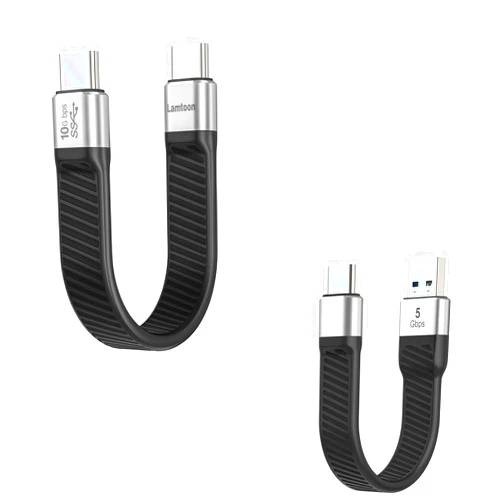 LamToon Short USB C Cable 100W, 10Gbps USB C to USB C 3.1 Gen 2 Power Delivery PD Fast Charging Cable and Short USB C to USB A Cable 15W, 5Gbps Fast Data Sync
