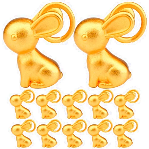 SEWACC 12pcs Rabbit Charms Golden Chinese Zodiac Sign Charms 2023 Year of Rabbit Bunny Pendants for New Year Jewelry Keychain Necklace Bracelet Craft Making Supplies