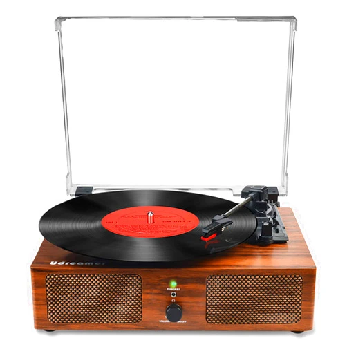 Udreamer Vinyl Record Player Wireless Turntable with Built-in Speakers and USB Belt-Driven Vintage Phonograph Record Player 3 Speed for Entertainment and Home Decoration