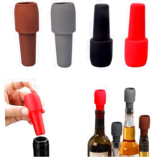 Worzwin 4 PCS Wine Stoppers for Wine Bottles, Reusable Sparkling Wine Bottle Stopper, Silicone Wine Stopper Wine Bottle Stopper Champagne Stoppers Wine Cork