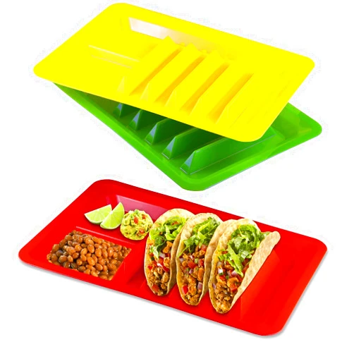 BNYD 3 Pack Taco Holder, Colorful Taco Plates (Assorted Colors)