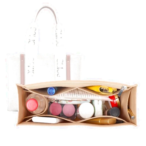 Lckaey purse organizer for chloe woody tote bag insert large medium Small wallet Felt organizer 1015Beige-M