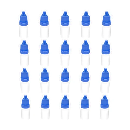 Othmro 50Pcs 0.2oz Lab Dropping Bottles 5ml PE Plastic Bottles Lab Eye Dropper Bottles Squeezable Eye Liquid Drop Bottle Small Mouth Drop Bottles Sample Seal Storage Bottles with Blue Cap for Travel