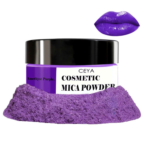 Ceya Mica Powder, 1.8oz/ 50g Amethyst Purple Lip Gloss Pigment Powder, Cosmetic Grade Soap Making Colorants Candle Dye for Epoxy Resin, Kintsugi Repair, Body Butter, Bath Bomb, Eye Shadow, Resin Craft