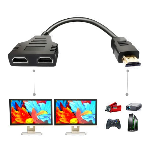Pawfan HDMI Splitter Adapter Cable - HDMI Splitter 1 in 2 Out HDMI Male to Dual HDMI Female 1 to 2 Way for HDMI HD, LED, LCD, TV, Support Two The Same TVs at The Same Time 1080P 30cm