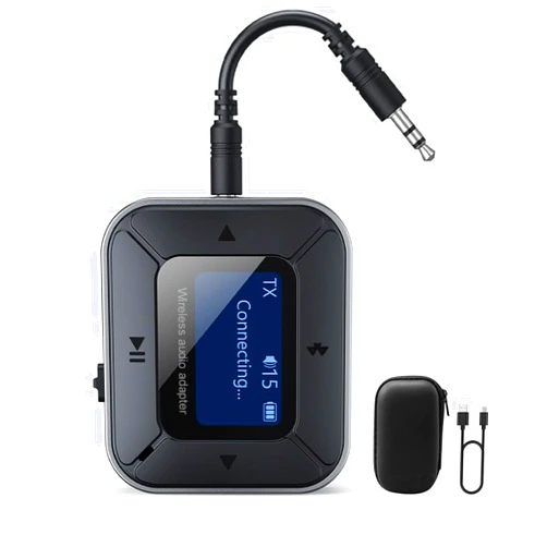 Ifofo Bluetooth Transmitter Receiver for Airplane 2-in-1 Bluetooth 5.3 Wireless Audio Adapter Supports 2 Headphones/Airpods Low Latency Works for 3.5mm Aux for Tv Mp3 Player Gym Equipment Stereo Car