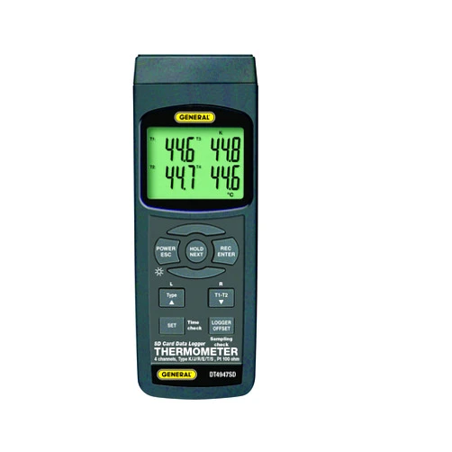 General Tools DT4947SD Data Logging Digital Thermometer with Excel Format SD Card, 4 Channel