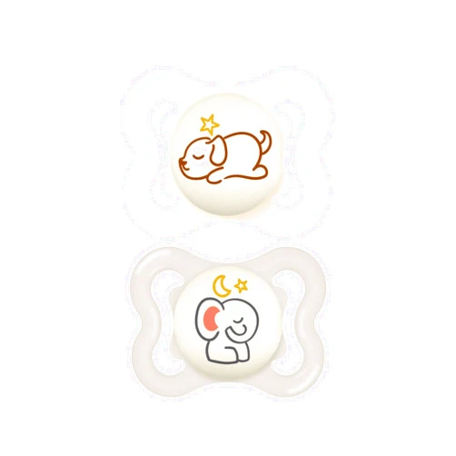 MAM Supreme Night Baby Pacifier, for Sensitive Skin, Patented Nipple, 2 Pack, 0-6 Months, Unisex,2 Count (Pack of 1)