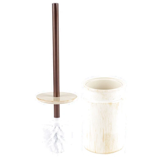 Creative Scents Rustic Luxe Toilet Brush and Holder Set - Beige Toilet Bowl Cleaner Brush with Strong Metal Handle - Long Bristles Toilet Bowl Brush and Holder - Rustic Farmhouse Decor