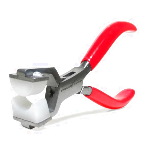 PRECISE CANADA Ring Bending Pliers, Nylon Jaw - Jewelry Making Supplies, Bending and Wrapping Metal Tool, PVC Red Handle