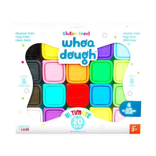 Chuckle & Roar - Whoa Dough Ultimate Pack - 20 Whoa Dough Containers - Safe and Non-Toxic - Glows in Dark - Ages 3 and Up