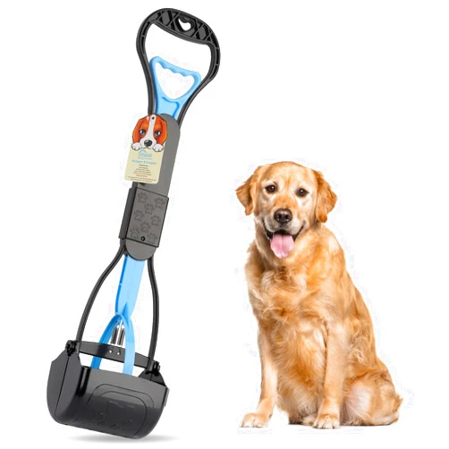PPOGOO Non-Breakable Pooper Scooper for Large Medium Small Dogs with 24.3inch Long Handle High Strength Material Durable Spring, Easy Grass and Gravel Pick Up