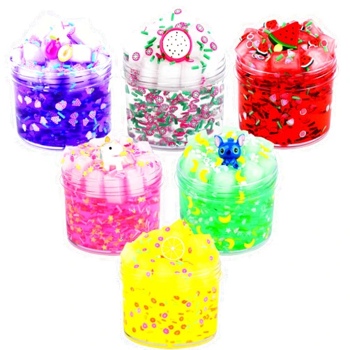 Eiaoiusia 6 Pack,Fun Slime Crystal Clear Slime Kit,Super Soft and Non-Sticky, DIY Crunchy Slime Toy for Kids, Boba Slime Party Favors for Girls Boys, Stress Relief Toys