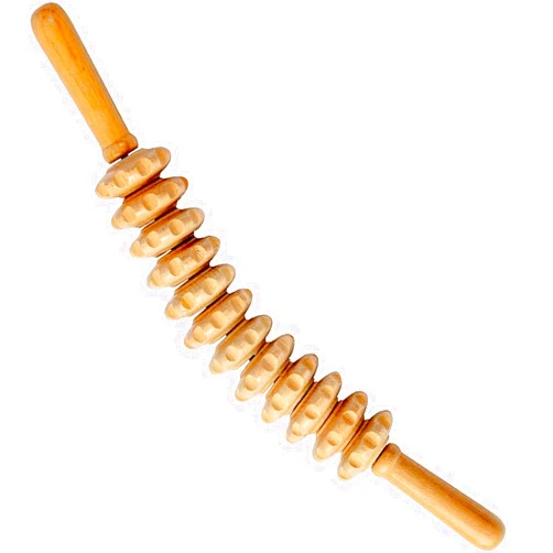 Accssoey Wooden Cellulite Massage Roller for Legs and Thighs,Handheld Fascia Blaster Tool for Muscle Relief, Lymphatic Drainage Body Sculpting Anti Cellulite Massager for Women and Men (12 Wheel)
