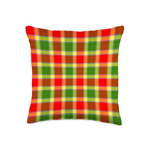 The Celtic Flame Plaid Tartans Gibson Tartan Scottish Plaid Throw Pillow, 16x16, Multicolor