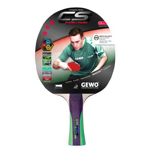 GEWO Table Tennis Paddle - Player Thunderball 2 - High Grip, Spin, Attack - Adult, Youth - 4.0 Inch Grip