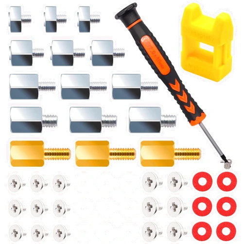 Bemaka M.2 SSD Mounting Screws Kit, M.2 Motherboard Standoffs and Screws, M.2 NVMe Screw with Magnetic Screwdriver for Laptop Computer DIY & Repair