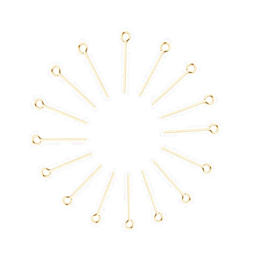 Ruwado Royee 100 Pcs Eye Pins Metal Wire Open Eye Head Pins Needle for Beading DIY Craft Art Earring Pendant Necklace Jewelry Finding Making Bracelet Decoration Accessories (Gold)