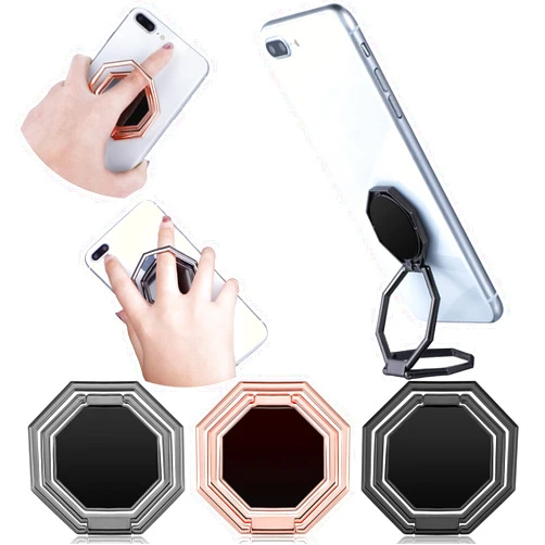 Frienda 3 Pieces Cellphone Ring Holder Foldable Finger Kickstand 360° Rotation Cell Phone Stand Adjustable Phone Holder for Desk, Magnetic Car Mount, Phone, 3 Colors