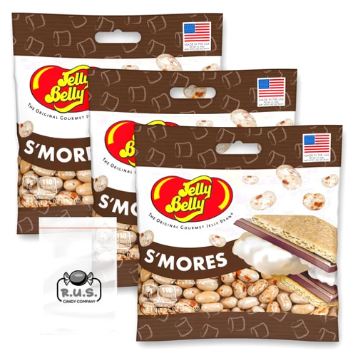 R.U.S. Candy Jelly Belly S'more Jelly Beans - 3 Pack- 3.5 oz Each- Gourmet jelly beans, Irresistably delicious candy mix for snacking and sweet indulgence comes with 1 R.U.S. Candy Company pocket size travel bag (S'mores)