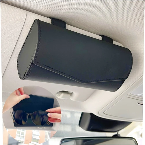 KEKIMO Sunglasses Holder for Car, Universal Car Visor Sunglass Case for Multiple Glasses, Auto Eyeglasses Organizer Protective Box with Hidden Magnetic Closure Car Accessories for Man and Woman(Black)
