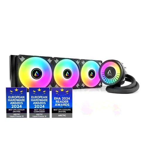 ARCTIC Liquid Freezer III 360 A-RGB - CPU AIO Water Cooler, Water Cooling PC, Intel & AMD, Efficient PWM-Controlled Pump, Fan: 200–2000 RPM, LGA1851 and LGA1700 Contact Frame - Black