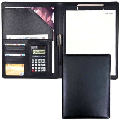 AALGO Leather Folder Portfolio,Legal Pad Holder,Portfolio Binder,Leather Clipboard for Business School Office Conference (Black)