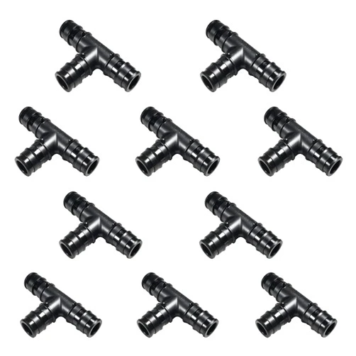 CAMNWAMN (Pack of 10) F1960 1/2''x1/2''x1/2'' Tee Poly Pex-A Expansion fitting For Brand Uponor,Wirsbo and other Type A Pex - (Expansion Tool and Rings-NOT INCLUDED). (1/2'' Tee, 10pcs)