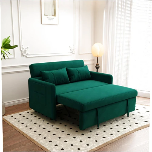 Anwick Modern Velvet 3 in 1 Sleeper Sofa Bed,Convertible Folding Futon Sofa Pull Out Couch Bed with 3 Reclining Backrests,Pillows,54