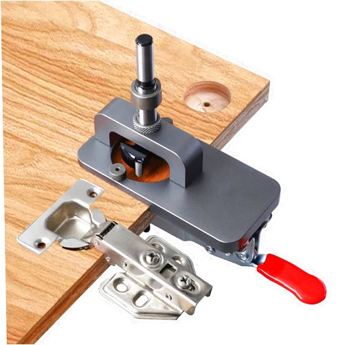 CDIYTOOL Concealed Hinge Jig, 35MM Aluminum Alloy Cup Style Hinge Drilling Jig Hole Saw Jig Drilling Guide Locator Hole Opener Door Cabinets DIY Tool for Face Frame Cabinet Cupboard Door Hinges Inset