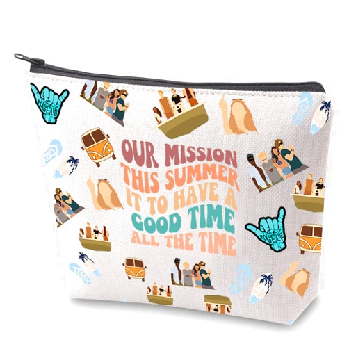 ZJXHPO OBX Pogue Outer Banks Survival Kit North Carolina Beach Makeup Bag With Zipper Pogue Adventure Gift (good time)