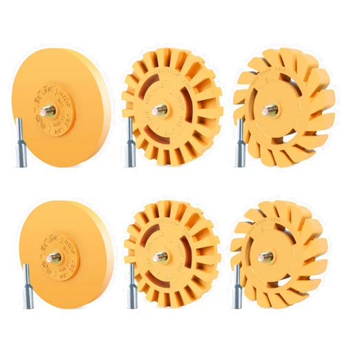 Pakeed 6 Pack Eraser Wheel 4 Inch Paint Safe Decal Remover No-Scratch Powerful Rubber Wheel Decal Remover With Drill Adapter Car Adhesive Remover for Vinyl Decals, Labels, Stickers, Graphics, Tap, Tar