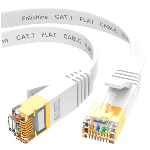 Folishine Ethernet Cable 15 ft, Cat7 High Speed Ethernet Cable, Flat LAN Patch Cords with STP RJ45 Connectors for Router, Modem, Faster Than Cat5e/Cat5/Cat6/Cat6e