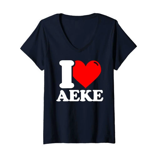 I heart aeke first name I love aeke given name V-Neck T-Shirt