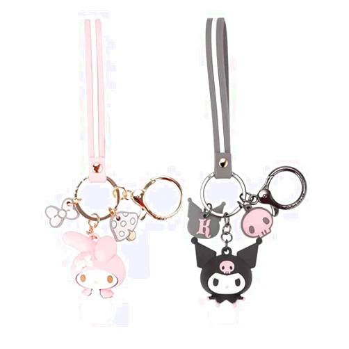 PaPiJoJo Cute Keychain Kawaii Anime Keychain, Hello Kitty, My Melody,Kuromi,Keroppi, Badtz-Maru, Cinnamoroll, Pompompurin