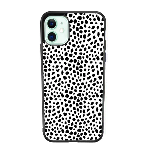 GUAYDOYIM Black White Dalmatian Print Case Compatible with iPhone 12 12 Pro , Cute Cow Pattern Case,Custom Thin Protective Phone Cases with Soft TPU Tempered Mirror Material for Women Girls (Dalmatian)